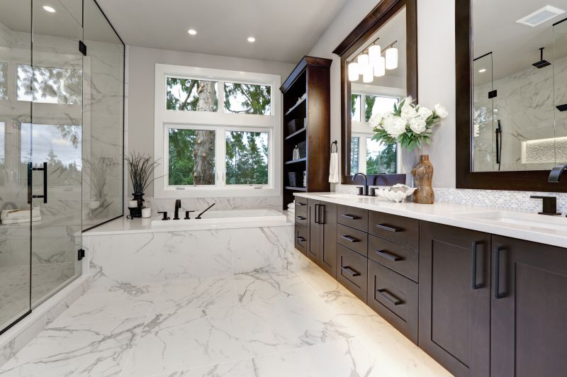 Modern Bathtub and Vanity Area